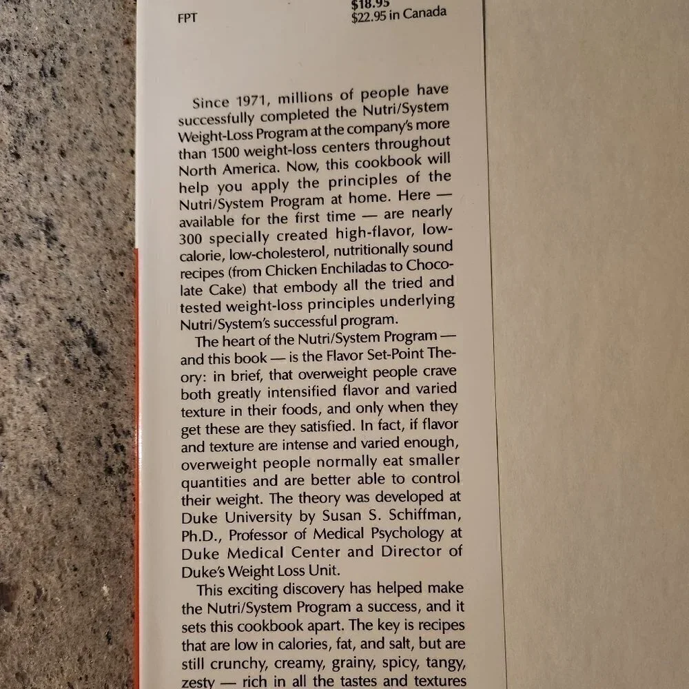 Nutrisystem Flavor Set Point Weight Loss Cookbook 1990 First Edition